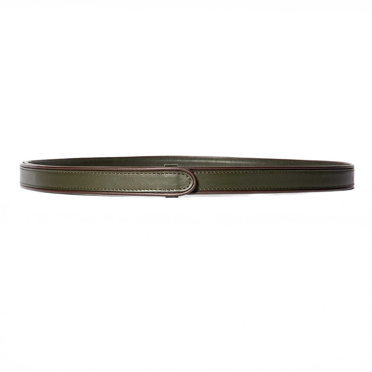 Cintura sottile Nina verde piping moro ￼