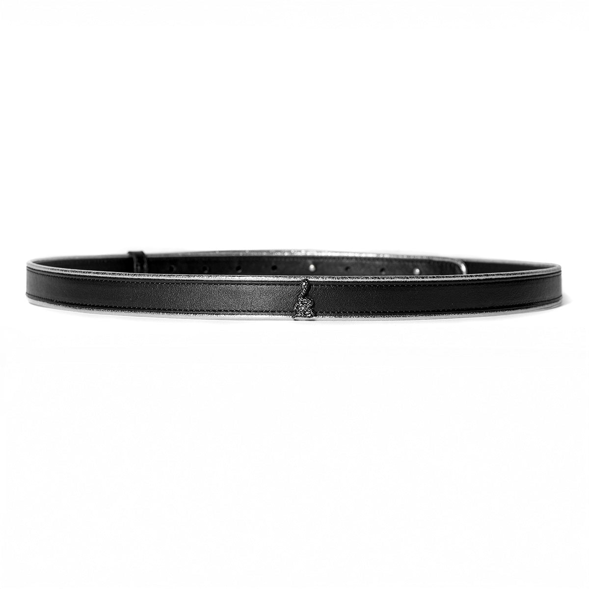 Cintura sottile Nina nero piping argento