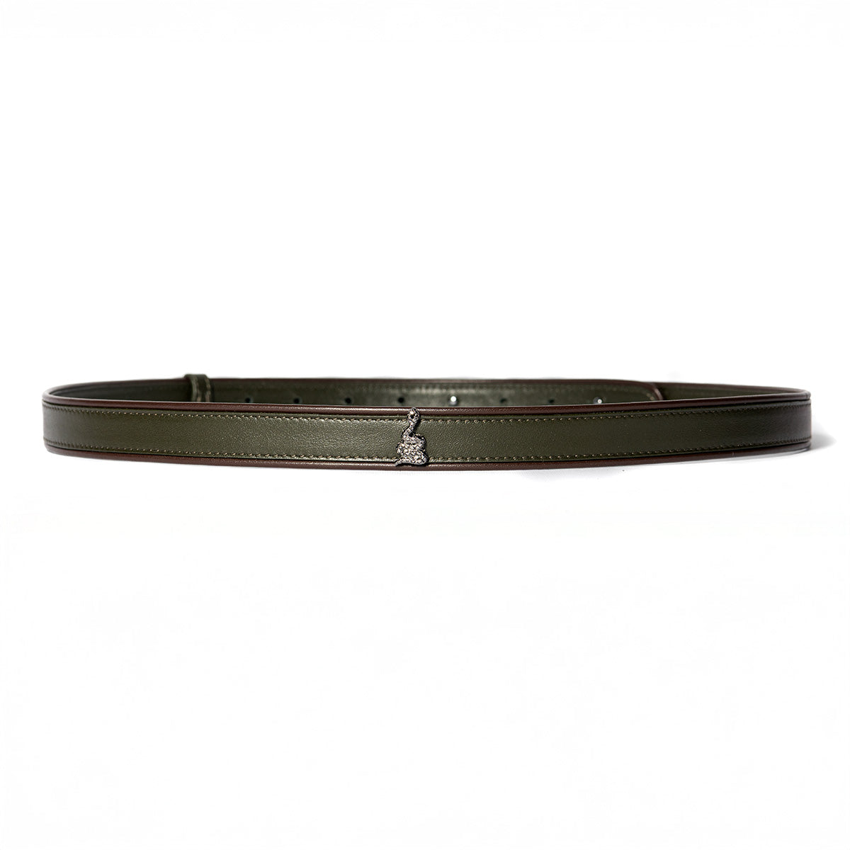 Cintura sottile Nina verde piping moro ￼
