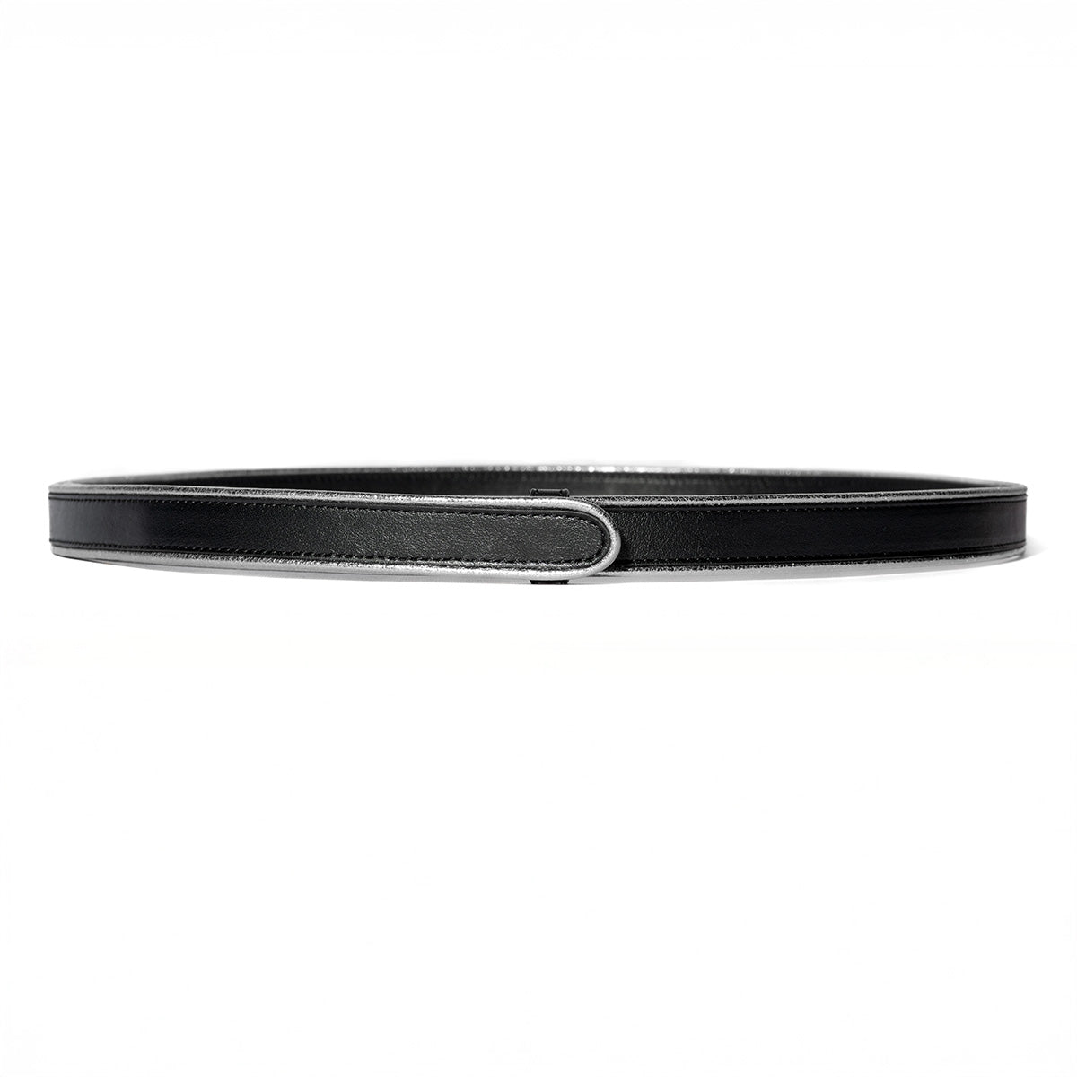 Cintura sottile Nina nero piping argento
