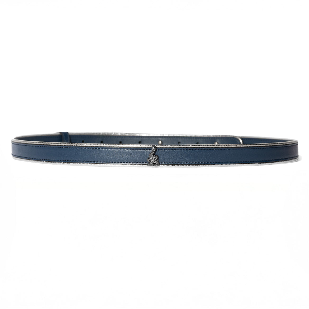 Cintura sottile Nina blu piping argento