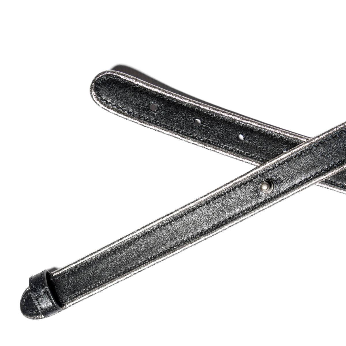 Cintura sottile Nina nero piping argento