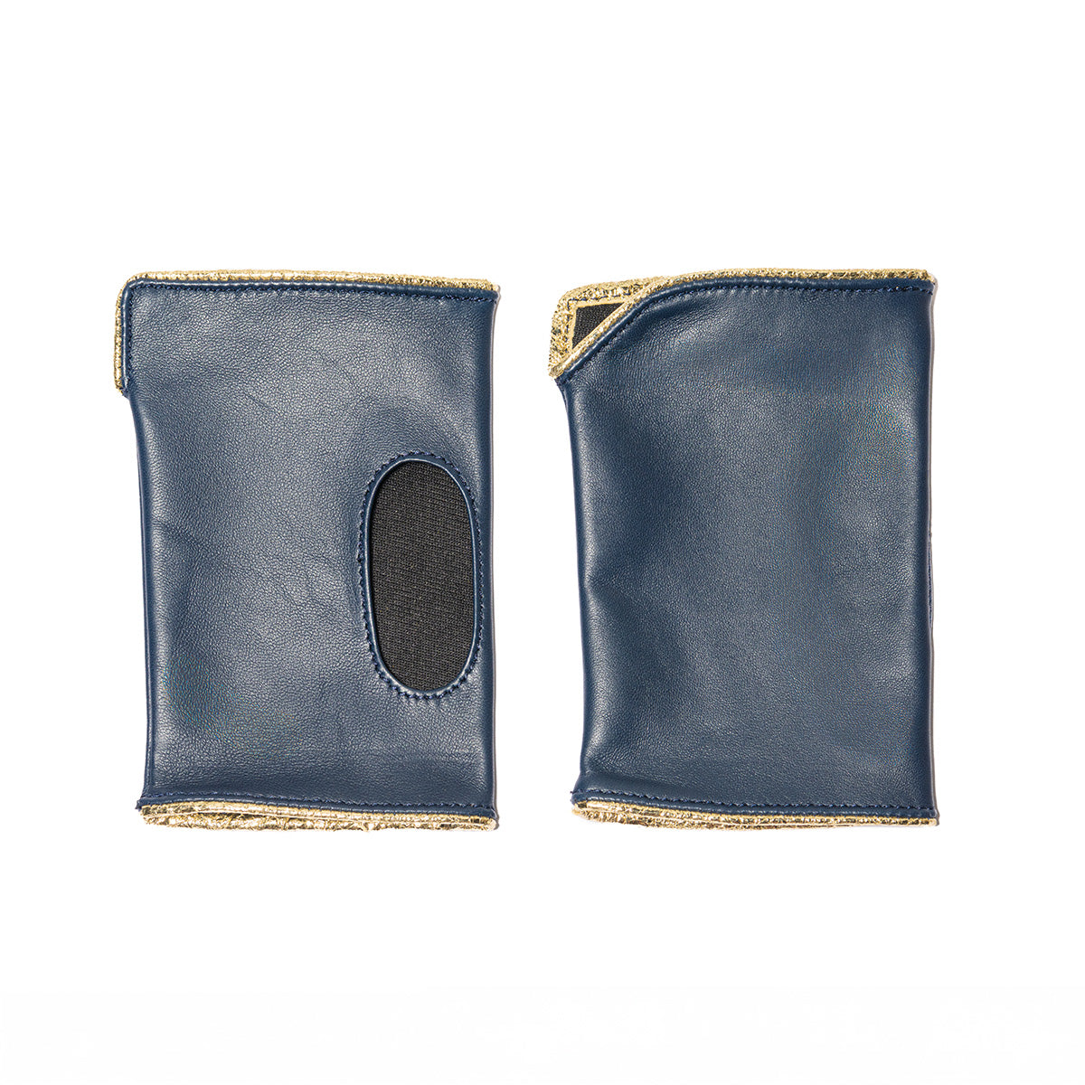 Manicotti corti blu con piping dorato