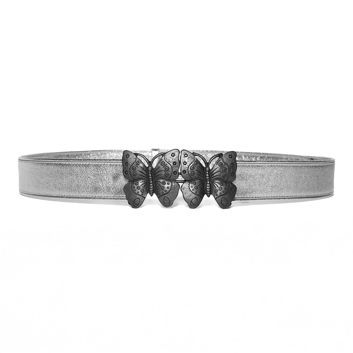 Cintura Psyche argento con fibbia nera ￼