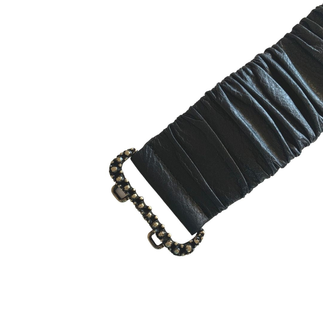 Cintura Sparkle | fusto nero - fibbia color ottone |